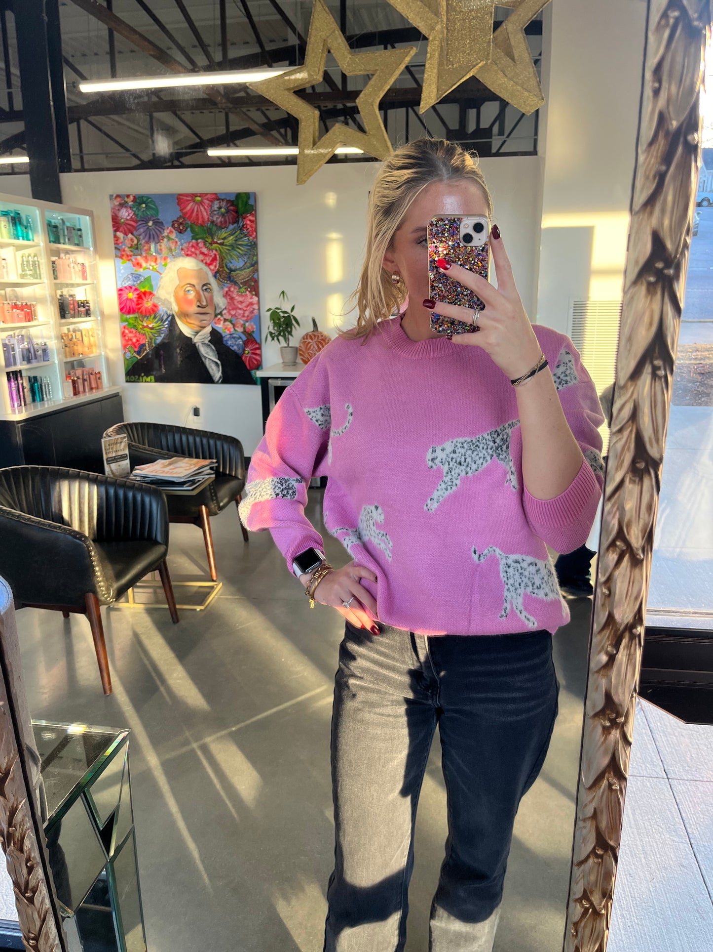 Pink Leopard Sweater