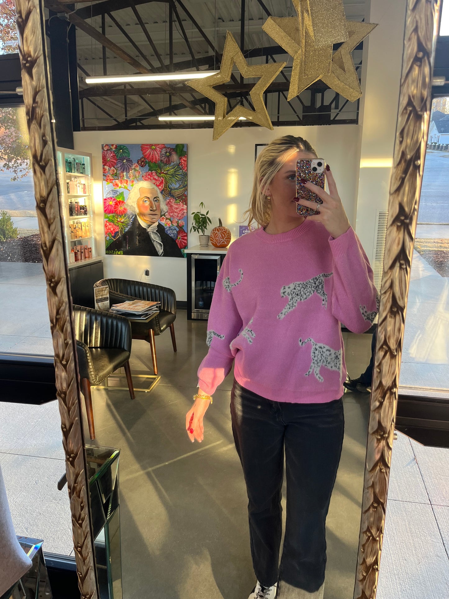 Pink Leopard Sweater